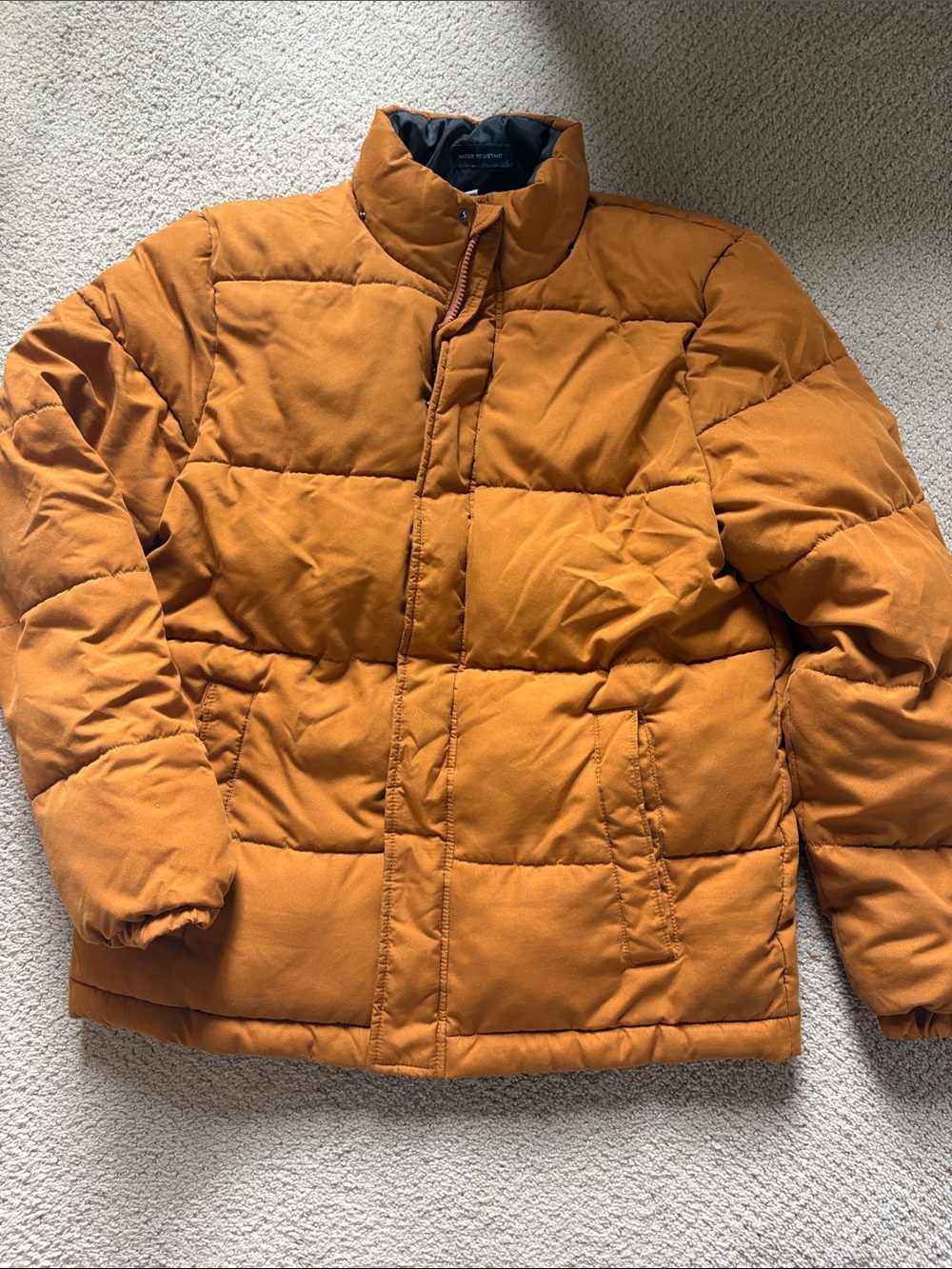 Men’s Rust Quilted Puffer Jacket - Casual Insulated Coat